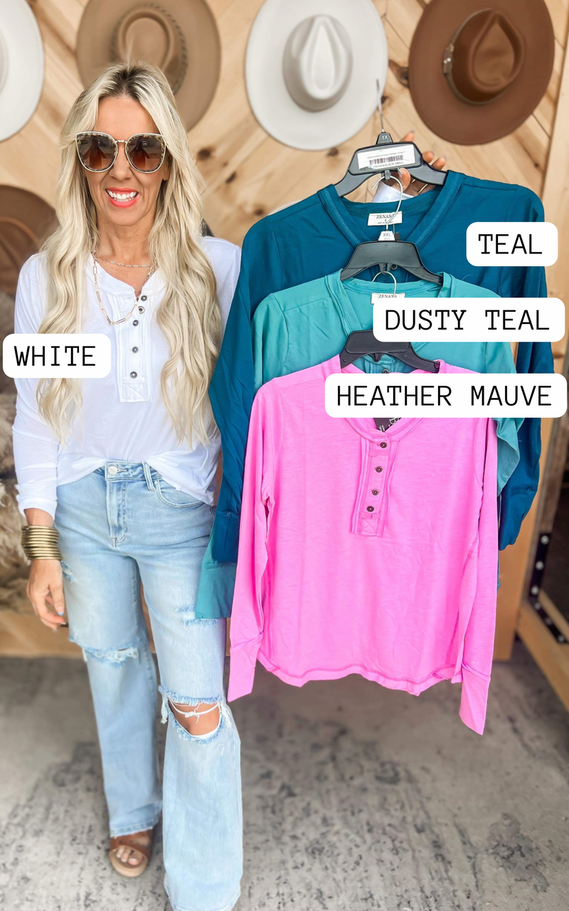 Thumb Hole Cuffs Button Closure Long Sleeve Top - Part 2