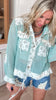 Vintage Washed Crochet Hoodie Jacket With Patchwork | POL