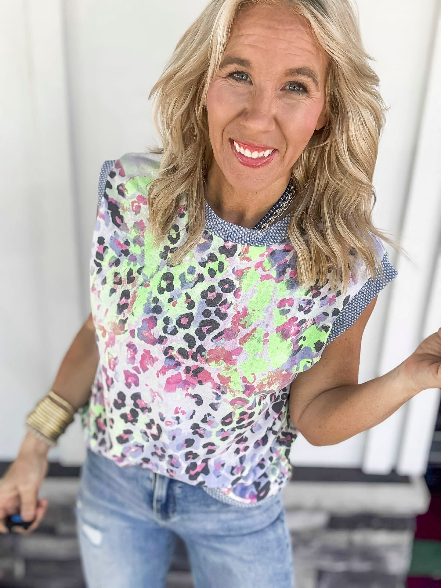 Leopard Print Dolman Short Sleeve Knit Top | HAPTICS - Final Sale