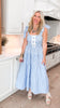 Tuscany Breeze Striped Sleeveless Tired Midi Dress