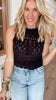 Sleeveless Crochet Button Down Back Top - Final Sale