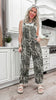 Acid Washed Leopard Printed Denim Jumpsuit** - Final Sale