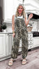Acid Washed Leopard Printed Denim Jumpsuit.