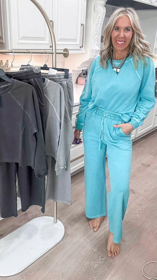 Washed French Terry Pullover & Pants Set - DEAL