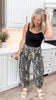 Washed Leopard Printed Barrel Jean