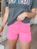 Hot Pink High Rise Cuffed Shorts | Risen