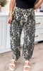 Washed Leopard Printed Barrel Jean