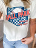 Baseball Ballpark Summers Garment Dyed Graphic Boxy Crop T-shirt