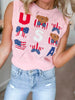 American Flag With Bear Knitted Vest - Final Sale