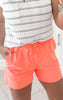 neon coral everyday shorts 
