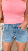 High Rise Double Cuffed Denim Short | LOVERVET by Vervet - Final Sale