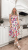 Cap Ruffled Sleeve Floral Print Midi Dress