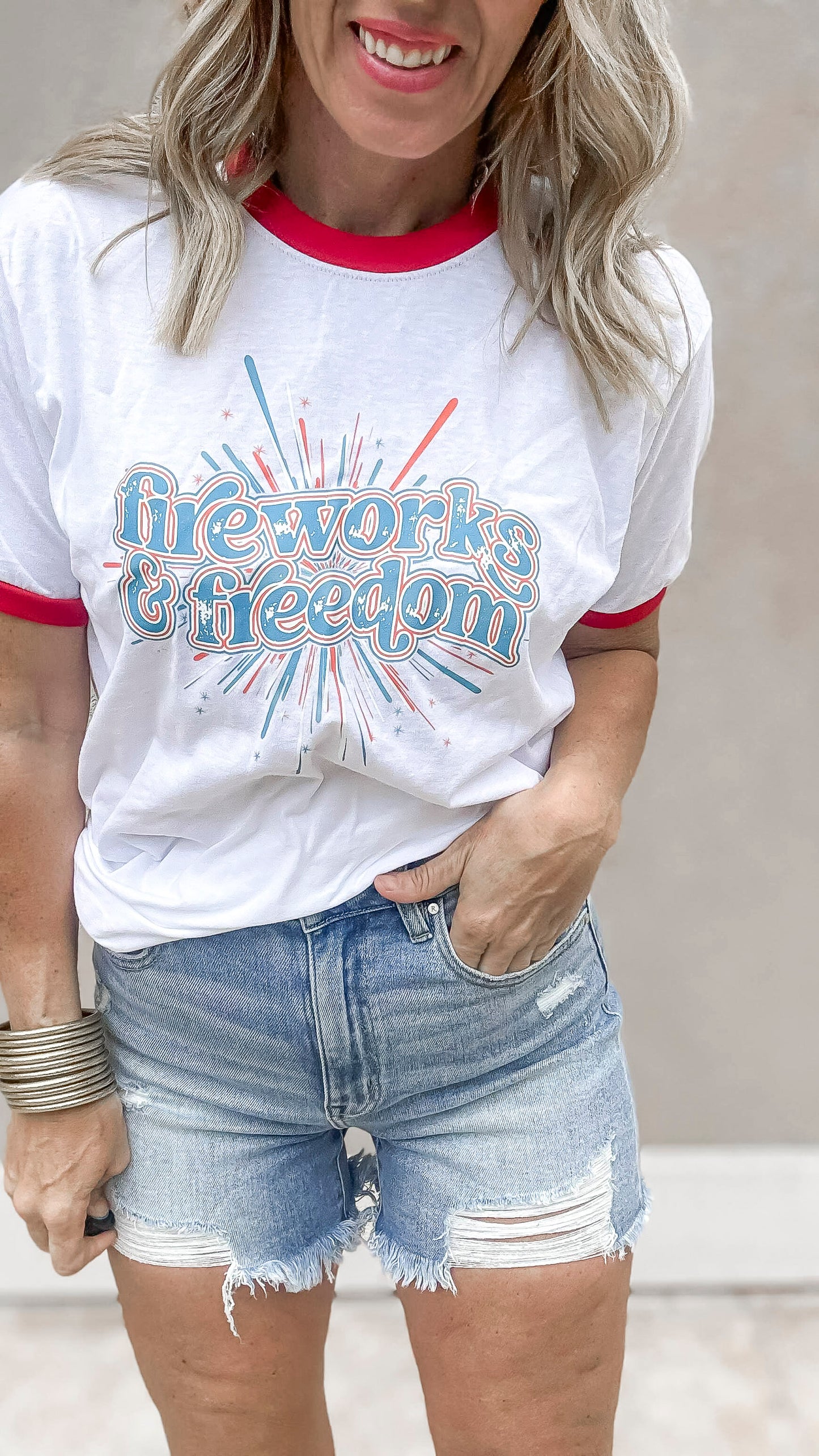 Fireworks & Freedom Ringer Graphic T-shirt - Final Sale