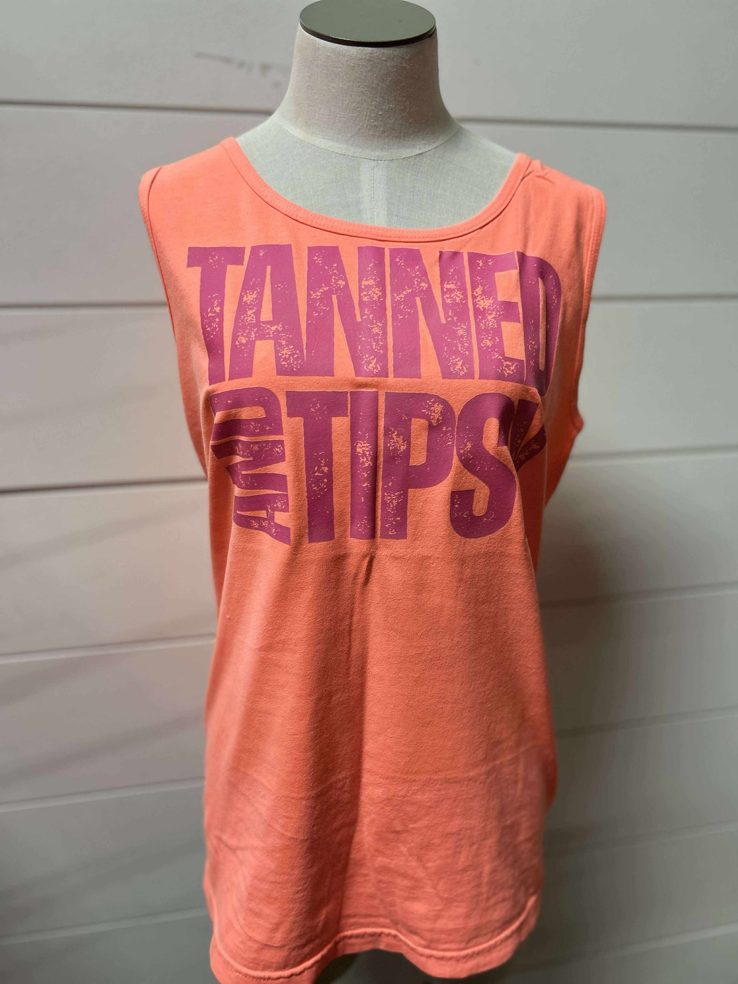 Tanned and Tipsy Garment Dyed Graphic Tank Top