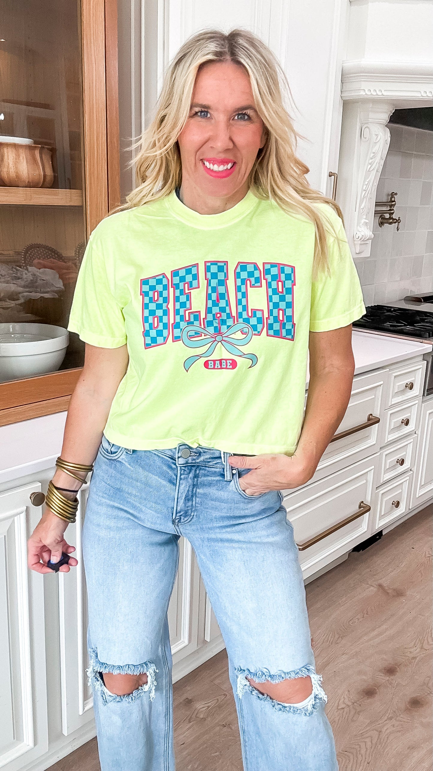 Beach Babe Garment Dyed Graphic Boxy Crop T-shirt - Final Sale