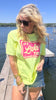 Neon Yellow It's Lake Time Garment Dyed Graphic T-shirt