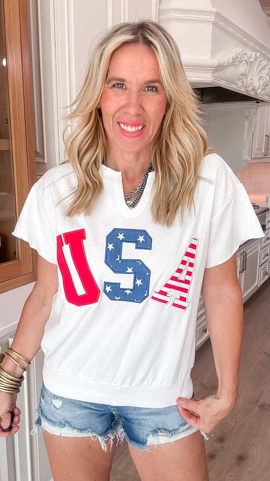 USA Embroidery Logo French Terry Top