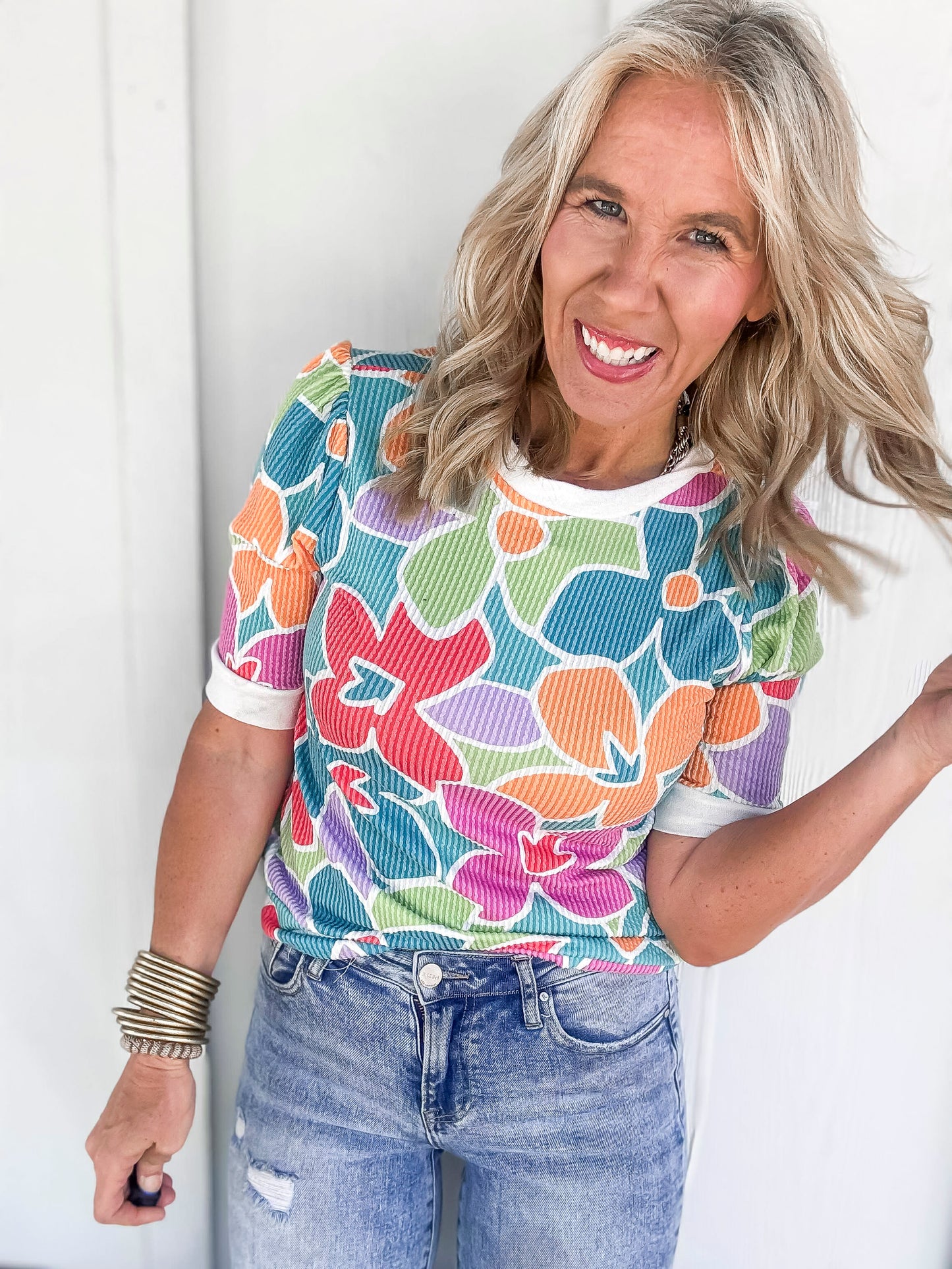 Floral Print Knit Top With Back Bow Tie Detail | HAPTICS - Final Sale