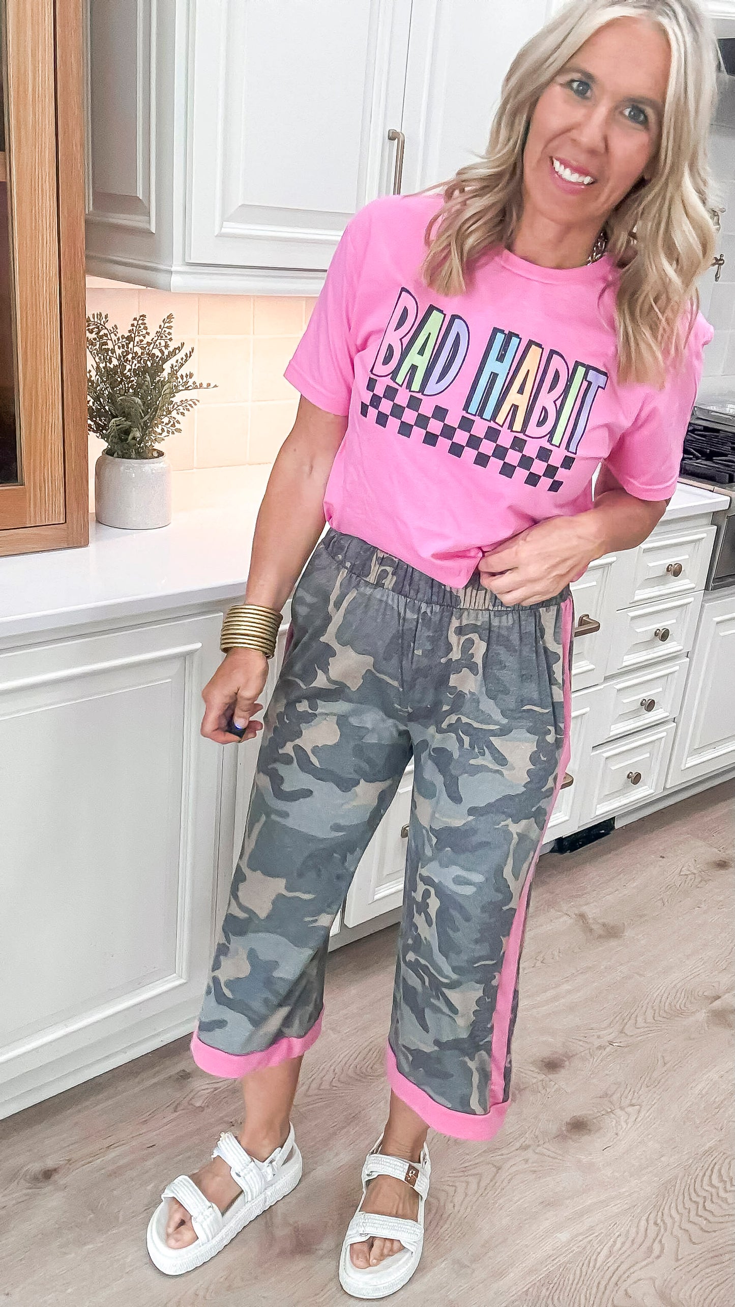 Camouflage Print Elastic Banded Pants