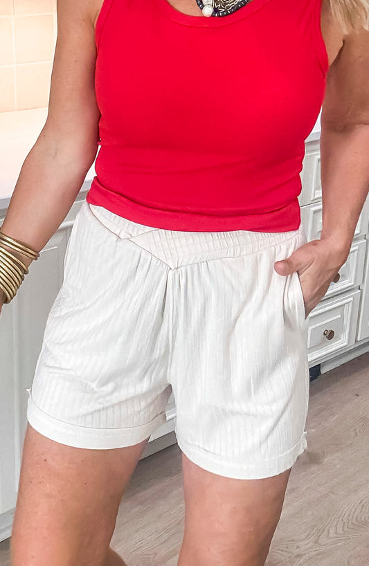 Its an Entire Vibe Solid Knit Shorts | WHITE BIRCH - Final Sale