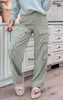 High Waisted Solid Woven Cargo Pants