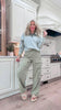 High Waisted Solid Woven Cargo Pants