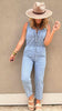 Sleeveless Solid Denim Jumpsuit