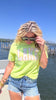 Neon Yellow LAKE Garment Dyed Graphic T-shirt