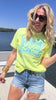 Neon Yellow It's Lake Time Garment Dyed Graphic T-shirt