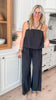 Breezy Chic Bubble Hem Top & Wideleg Pants Set