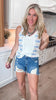 V-neck Sleevless Floral Striped Sweater Top | POL