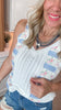 V-neck Sleevless Floral Striped Sweater Top | POL