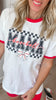 Checked Baseball Mama Ringer Graphic T-shirt