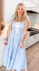 Tuscany Breeze Striped Sleeveless Tired Midi Dress