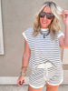 Striped Terry Top And Short Sets