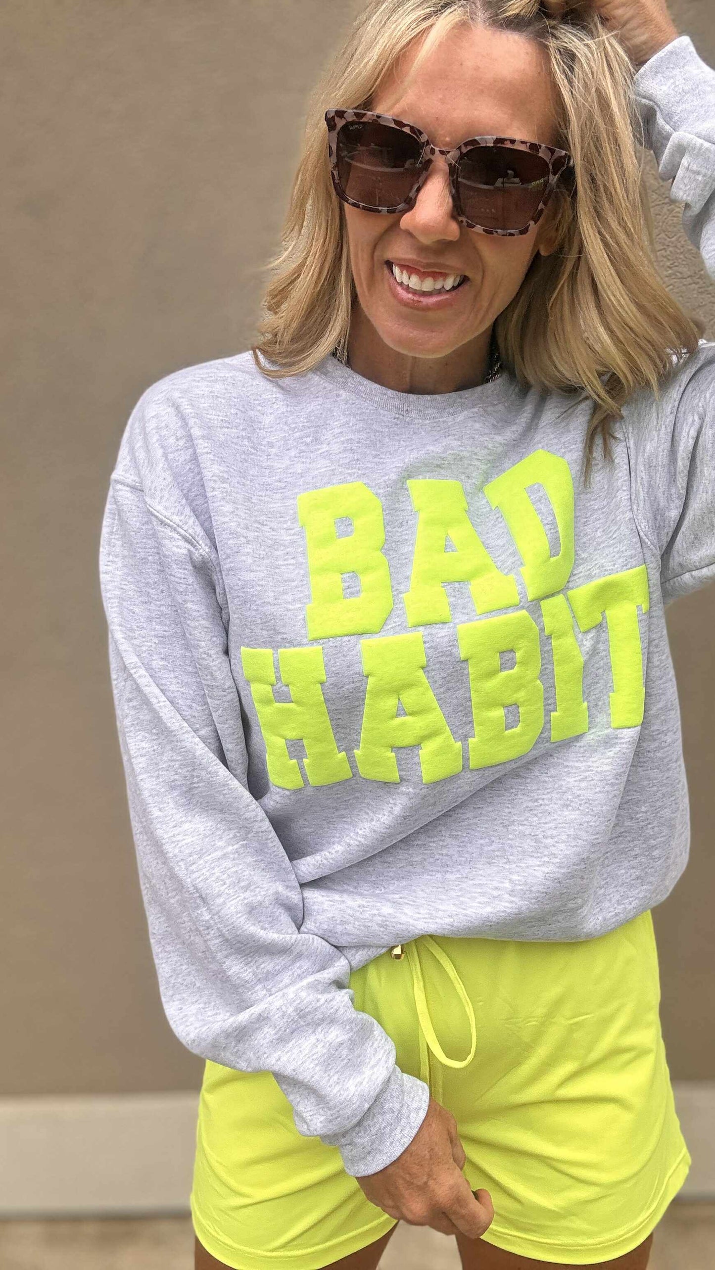 Heather Grey Bad Habit Puffy Graphic Sweatshirt
