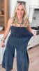Mineral Wash Sleeveless Smocked Jumpsuit