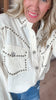 Natural Studded Western Style Cotton Twill Top | POL