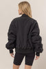 Black Oversized Bomber Puffer Jacket | HYFVE *LA LIVE PREORDER
