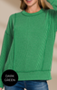 Corded Rib Long Sleeve Round Neck Pullover* - Final Sale