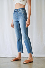 Super High Straight Leg with Step Hem Denim Jeans | Mica -Final Sale