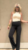 Black High Waisted Solid Knit Pants