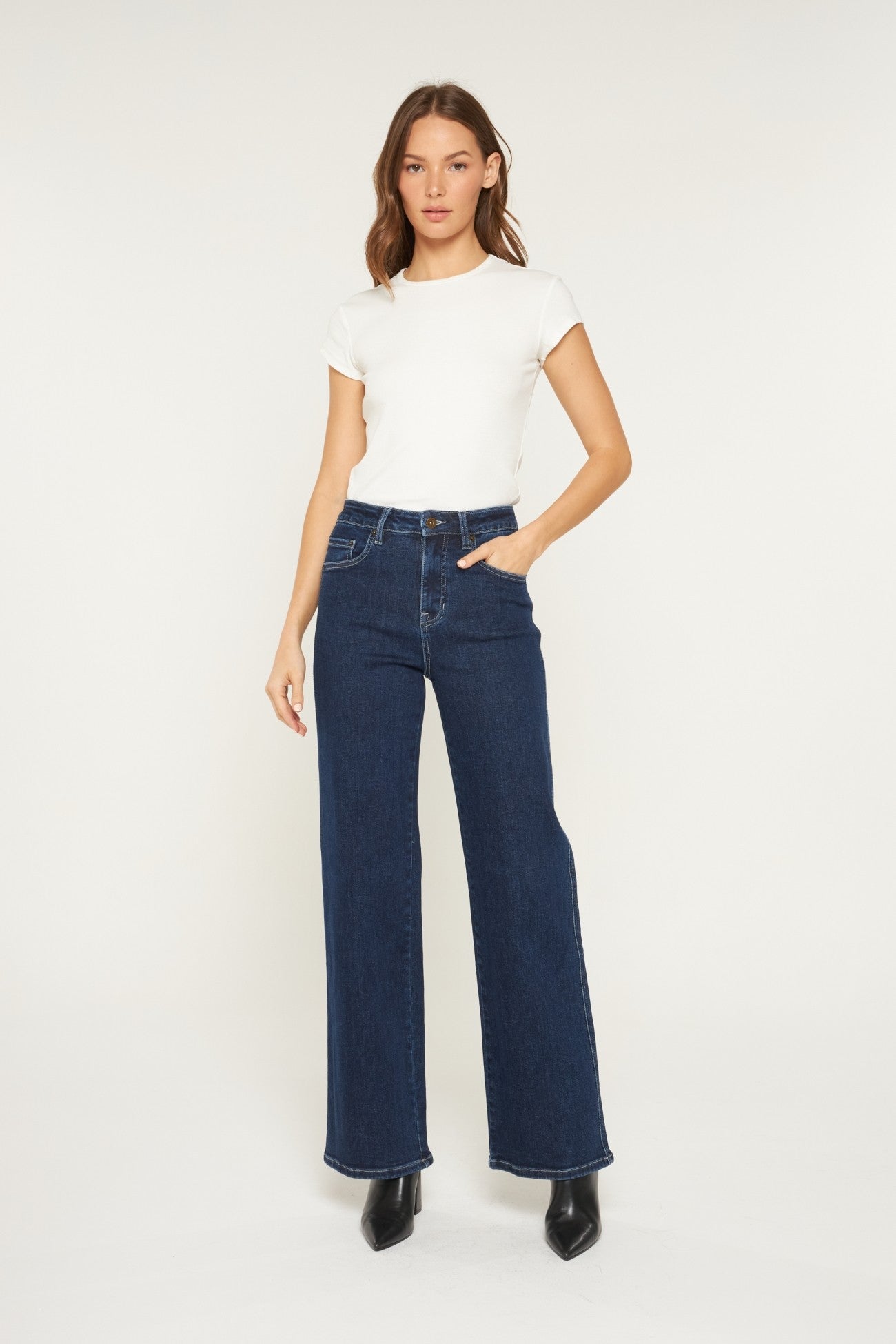 Natural Indigo Super High Wide Leg Denim Jeans | MICA