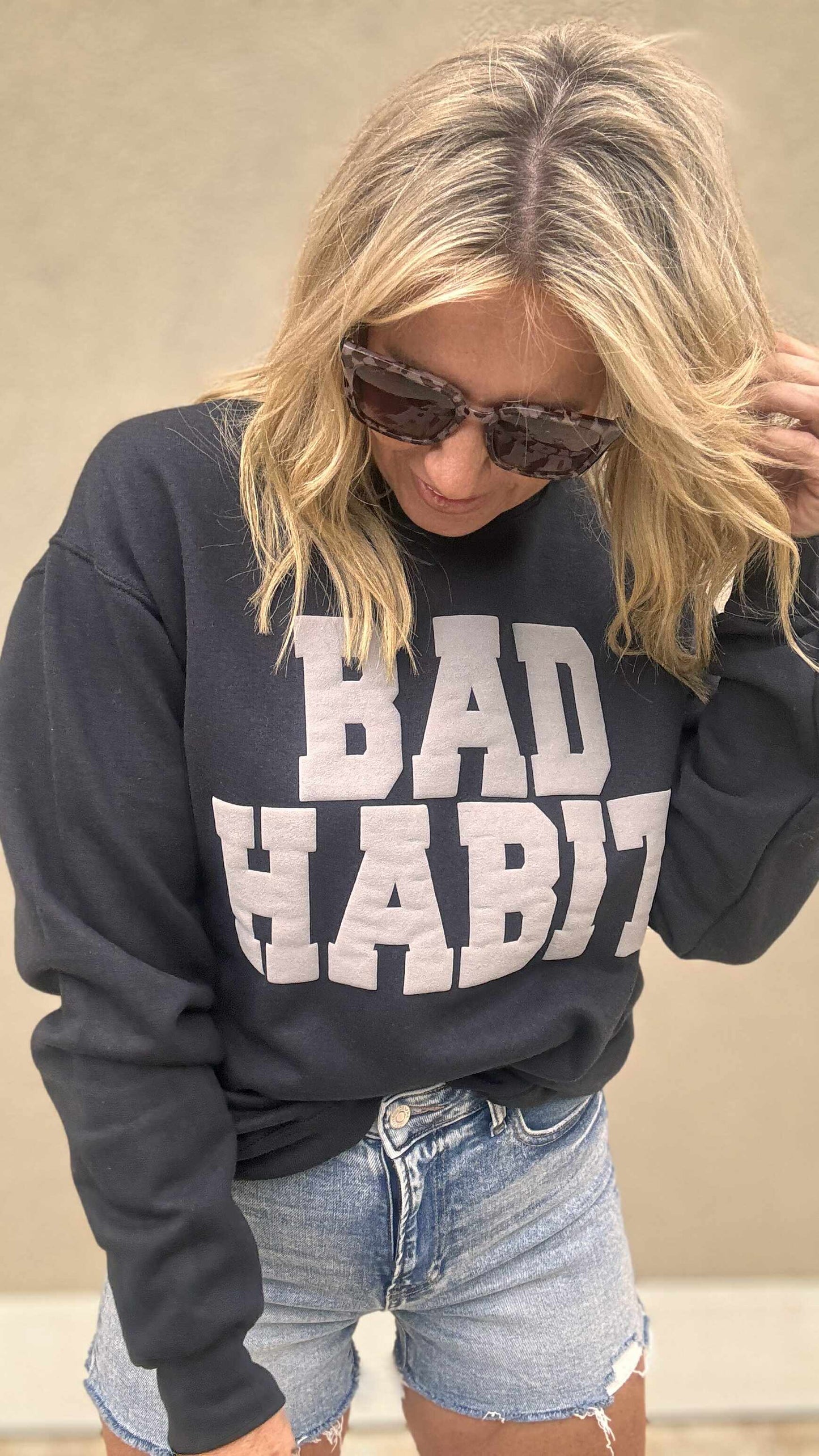 Black Bad Habit Puffy Graphic Sweatshirt