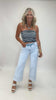 Striped Side-Ruched Tube Top