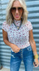Frill Hem Floral Mesh Sheer Shirred Top | KORI