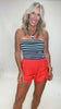 Striped Side-Ruched Tube Top