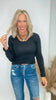Black Long Sleeve Solid Knit Top