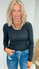 Black Long Sleeve Solid Knit Top