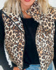Camel Leopard Print Zip Up Puffer Vest